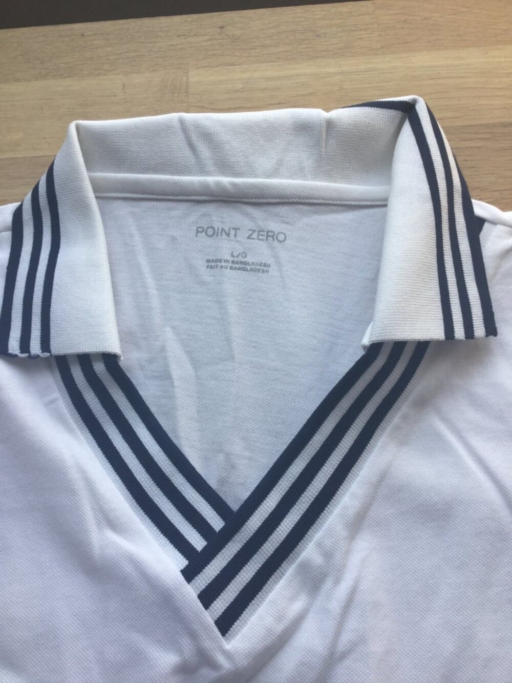 NWT Point Zero sporty sleeveless polo top 20" pit to pit white with blue size L - Picture 4 of 8